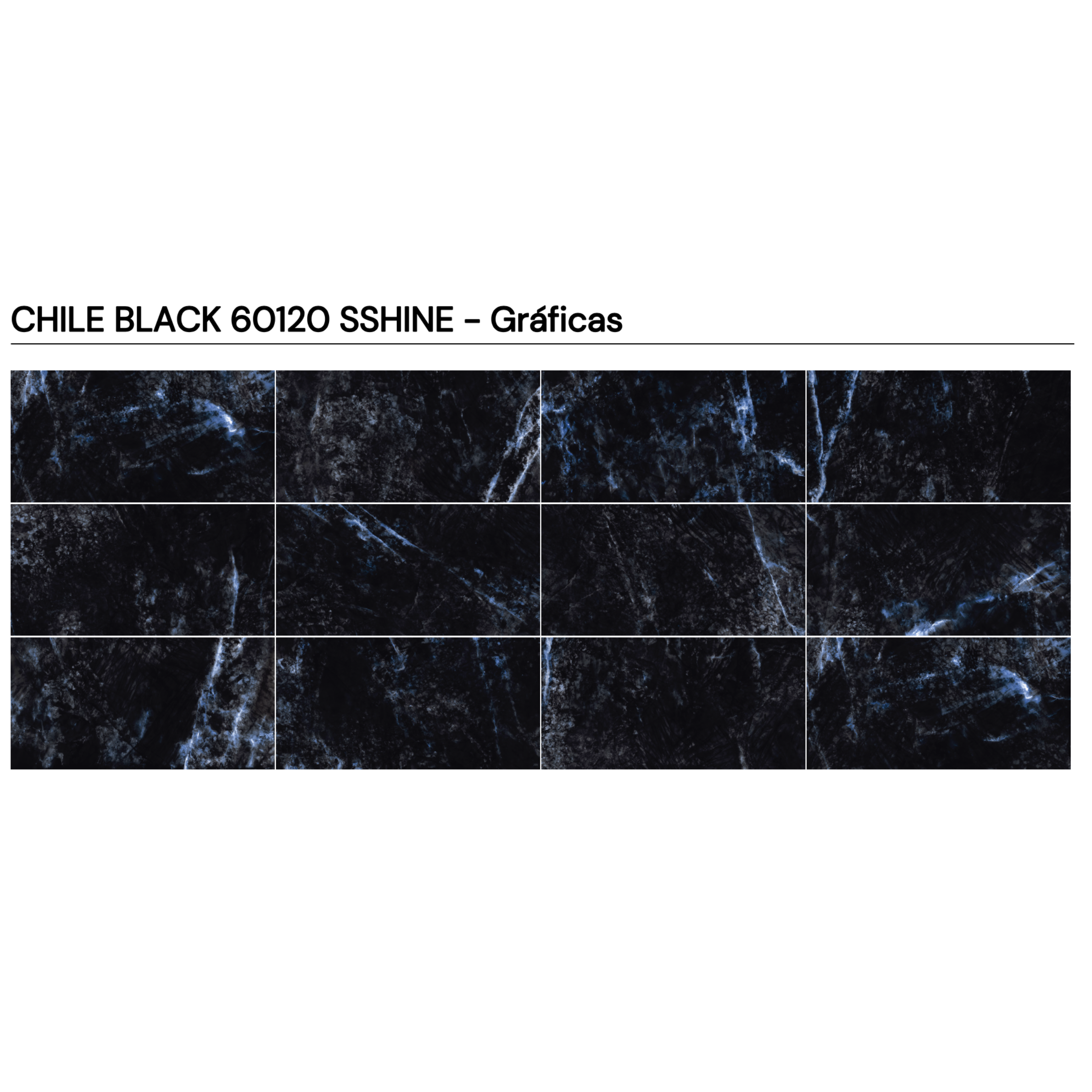 GRESIE PENTRU INTERIOR PORTELANATA CHILE BLACK 60×120 SUPER LUCIOASA NEAGRA