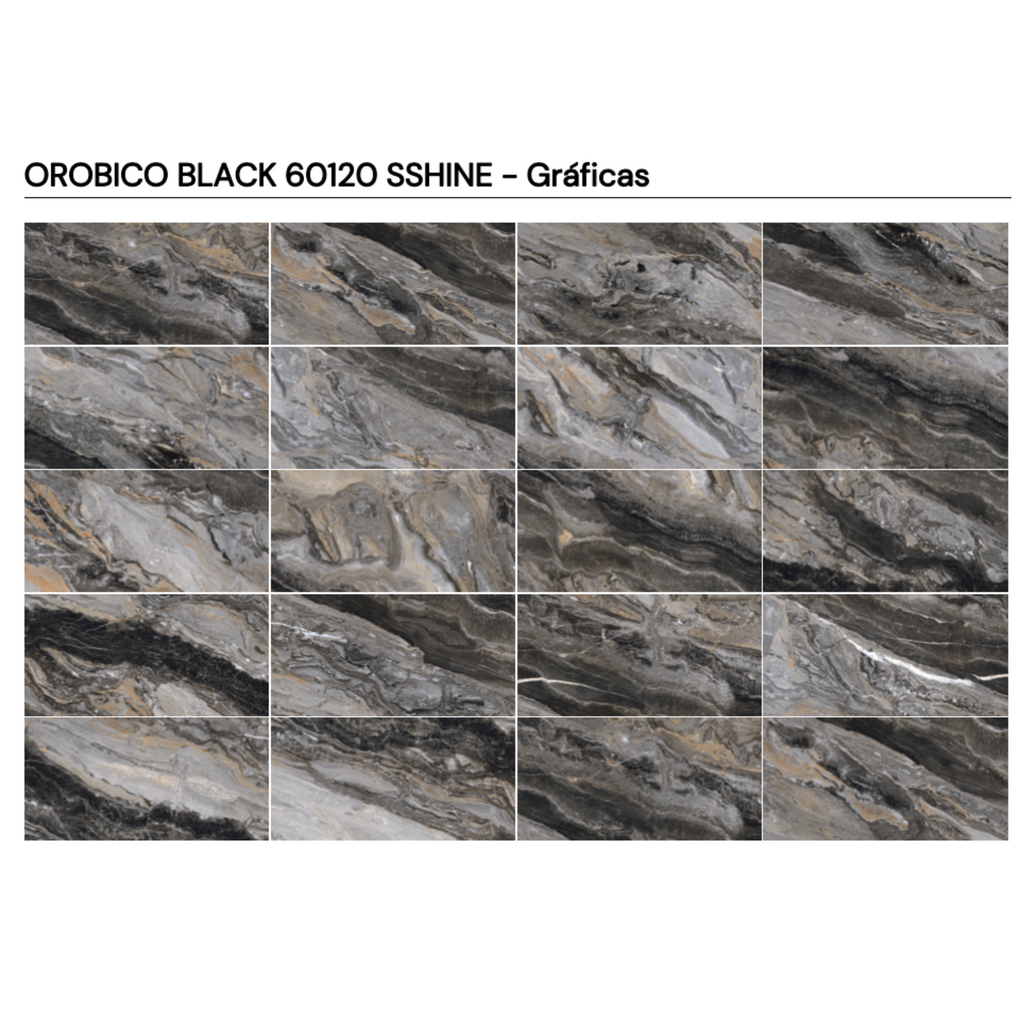 GRESIE PENTRU INTERIOR PORTELANATA OROBICO BLACK 60×120 SUPER LUCIOASA NEAGRA