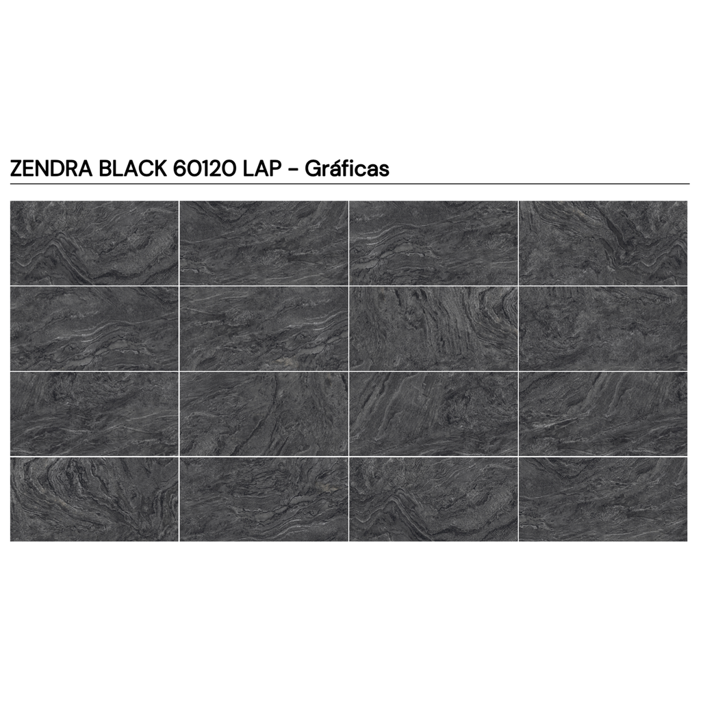GRESIE PORTELANATA PENTRU INTERIOR ZENDRA BLACK 60x120 NEAGRA LUCIOASA