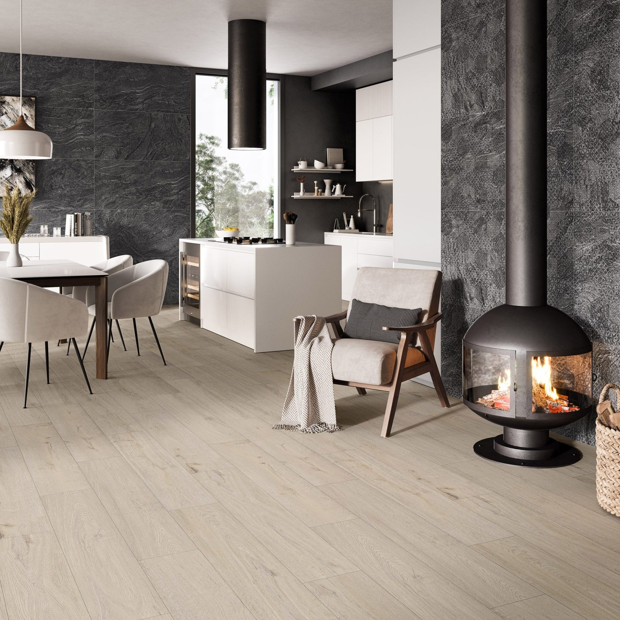 GRESIE PENTRU INTERIOR PORTELANATA ZENDRA BLACK 60x120 NEAGRA MATA